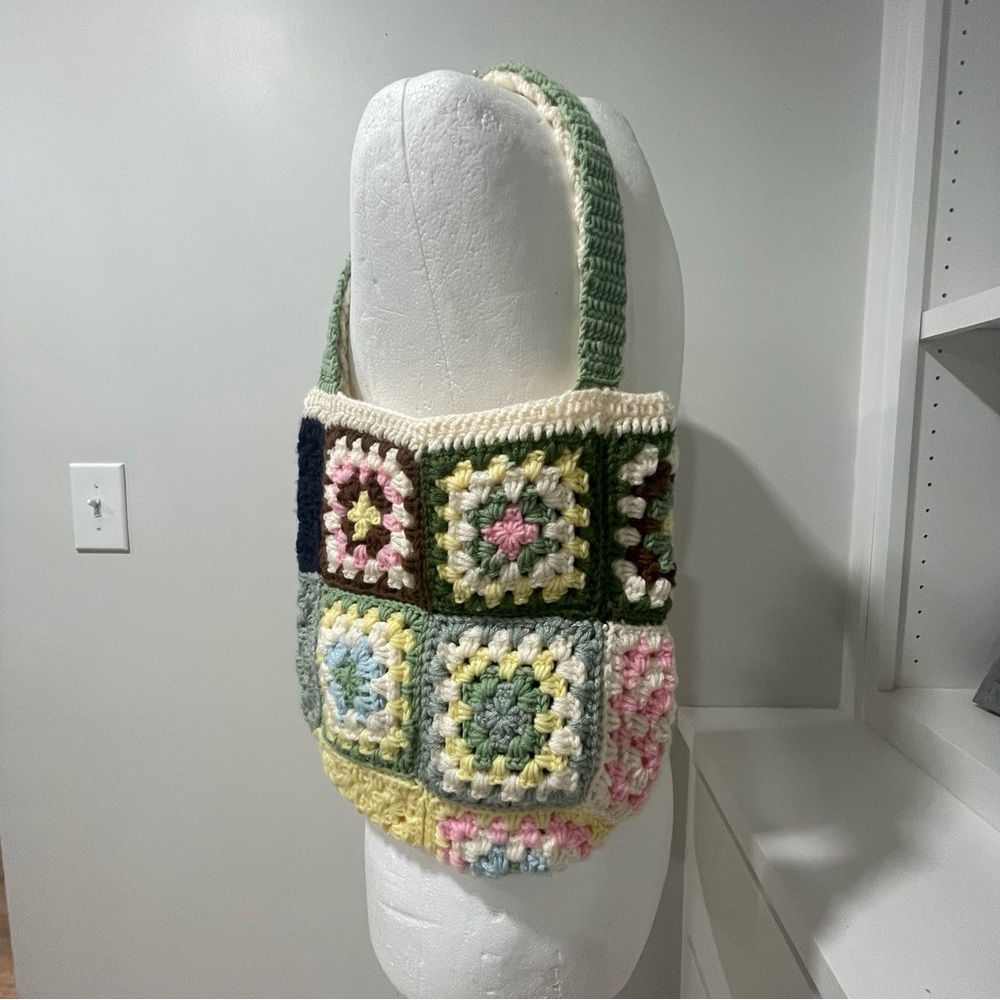 Handmade Crochet Grannie Square Bag Grandma Cottage Bohemian Trendy Craft